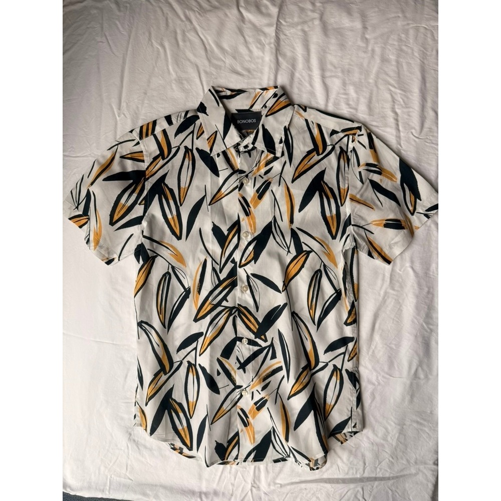 Bonobos Mens Tailored Slim Fit Short Sleeve Button Down Shirt Abstract Print XS
